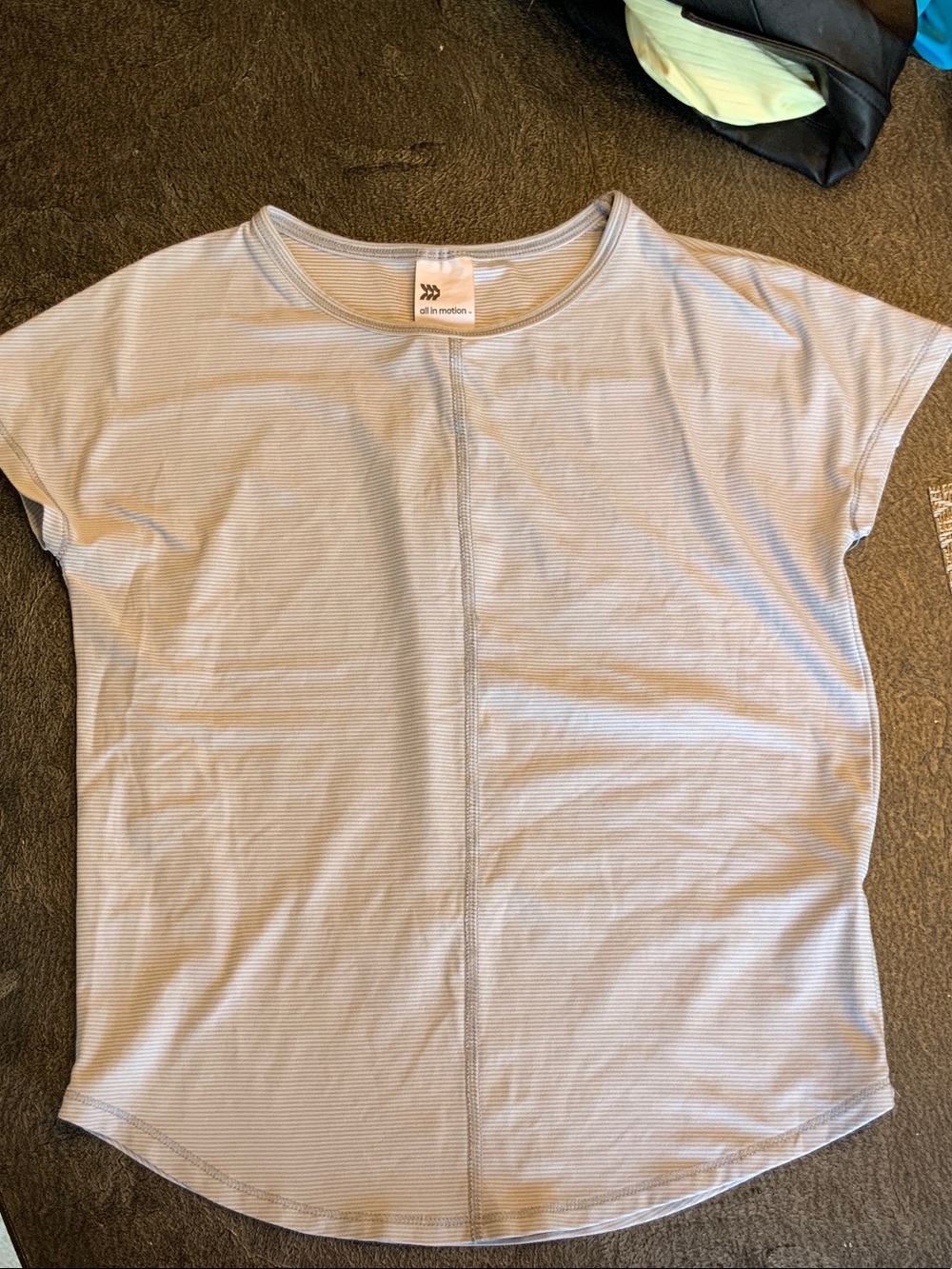 all in motion Light Gray Striped Short Sleeve Tee